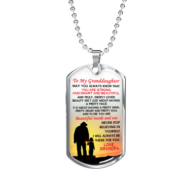 To My Granddaughter - Love, Grandpa Personalized Dog Tag Necklace gold/Silver